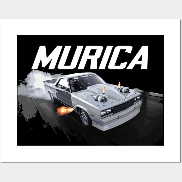 MULLET TWIN TURBO V8 TRUCK DRAG TRACING CLEETER MURICA Wall Art by cowtown_cowboy